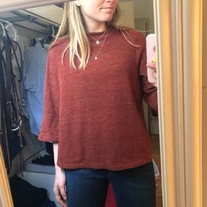 W5 Large burgundy 3/4 Sleeve Knit Top NEW